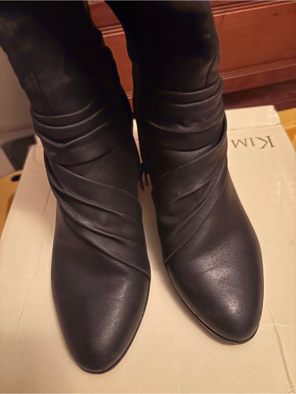 Kim Rogers Black Rounded Faux-Leather Knee High Boots